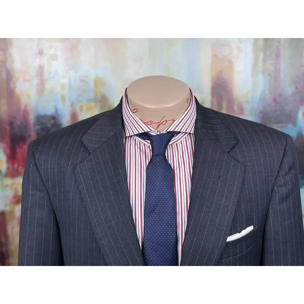 Brooks Brothers Mens Charcoal Gray Pinstripe 2 Piece Suit 40R Pant 35/29